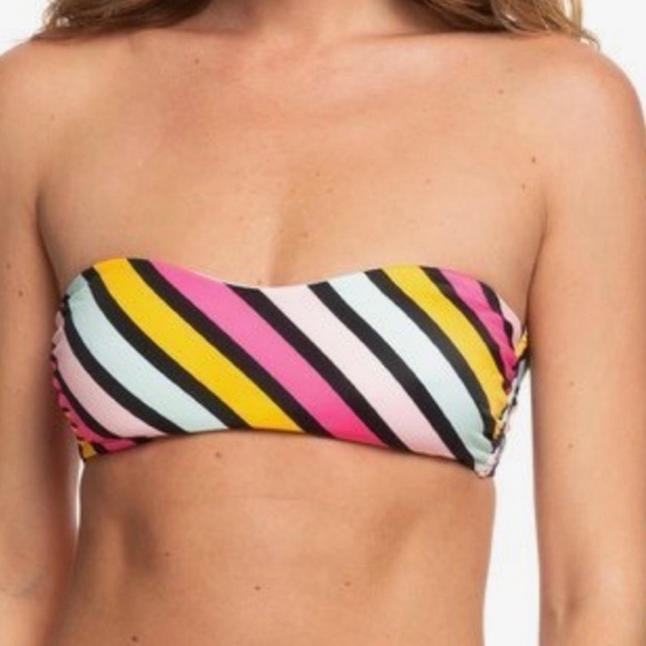 Nwt Roxy Pop Surf Striped Bandeau Bikini - Small - Picture 6 of 7